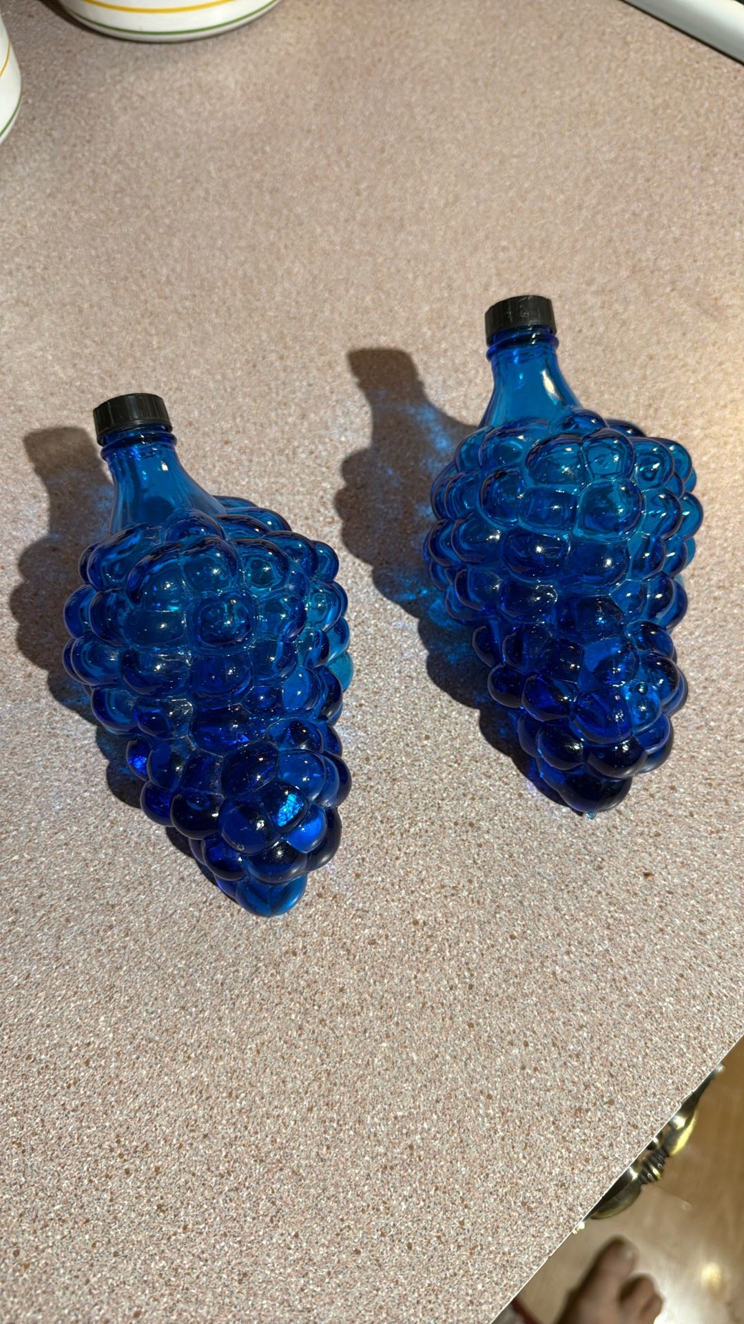 Blue Glass Grape Jars With Caps $5 For Both