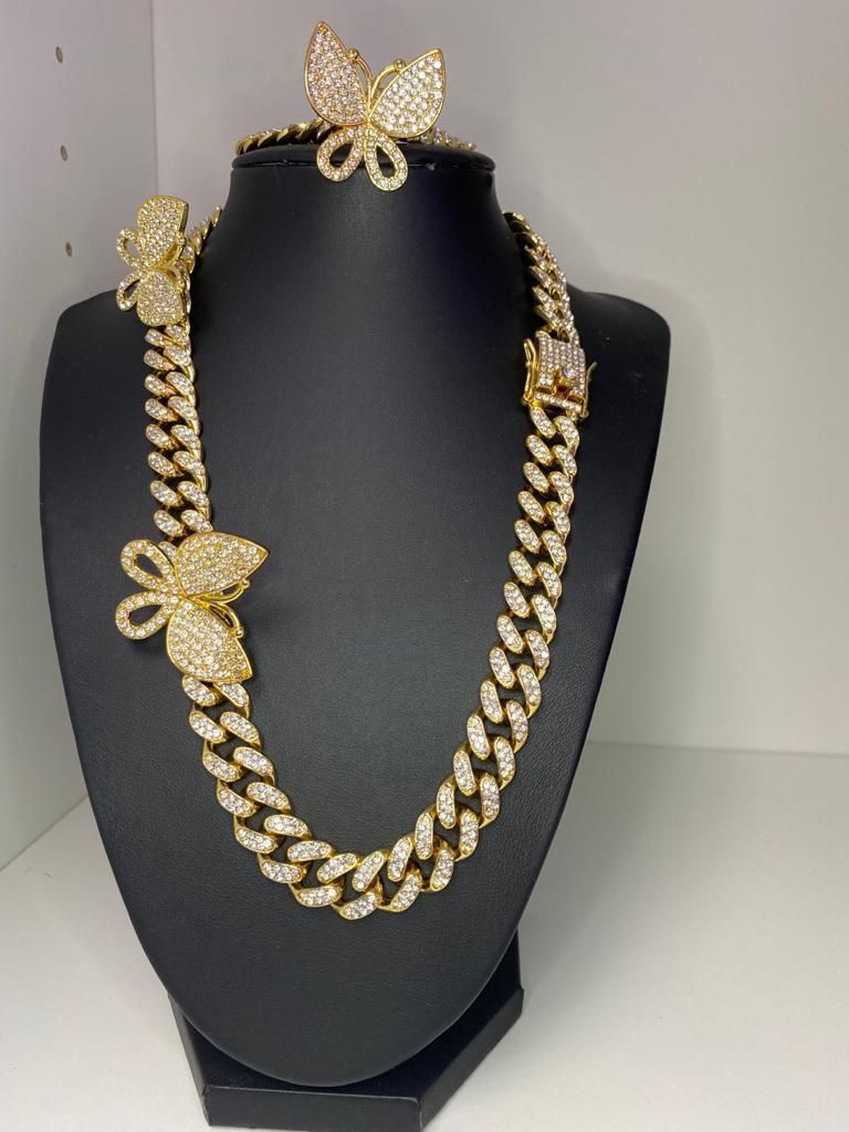 Modern 14K gold plated Hip-Hop outfit for women (necklace and bracelet)