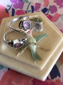 Silver rings 2 with purple gemstone 💜🌸