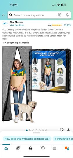 FLUX Heavy Duty Fiberglass Magnetic Screen Door