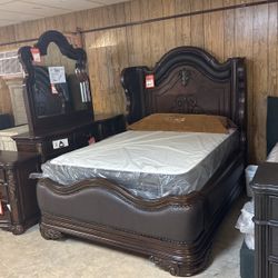 Queen size headboard, footboard rails, dresser, mirror, and nightstand for $3000. You must be able to load your own truck.