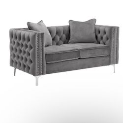 Gray Velvet Sofa 2 Seat
