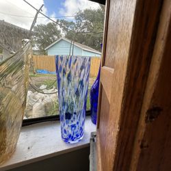 14” Blue Clear Glass Decon