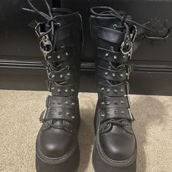Demonia Damned 225 Black Combat Boots