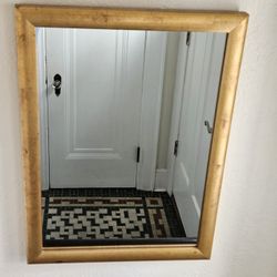 Gold Gilded Giltwood Solid Wood Framed Wall Hanging Accent Mirror