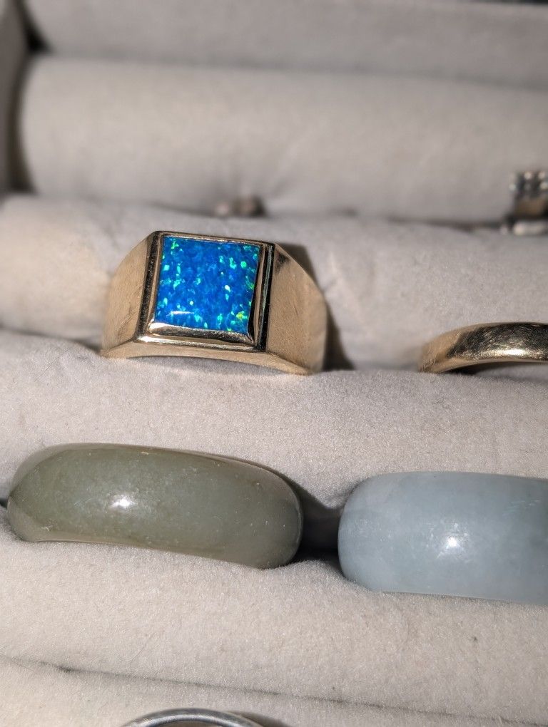 10k Blue Opal. (Light) Gold Not Silver Not Plated