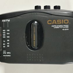 CASIO PORTABLE AS-201R AM/FM RADIO CASSETTE RECORDER 