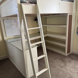 Pottery Barn Teen - Sleep & Study® Full Loft Bed - Simply White