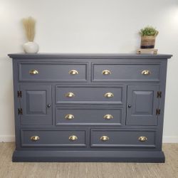 Modern 6 Drawer Dresser/ Credenza/Buffet– Professionally Refinished