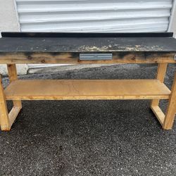 Folding Solid Wooden Garage Shop Work Bench! Sturdy!  72x22x37in 