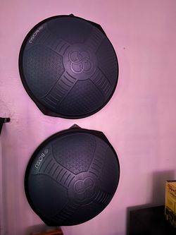 Bosu with interlocking wall mount and base with wheels