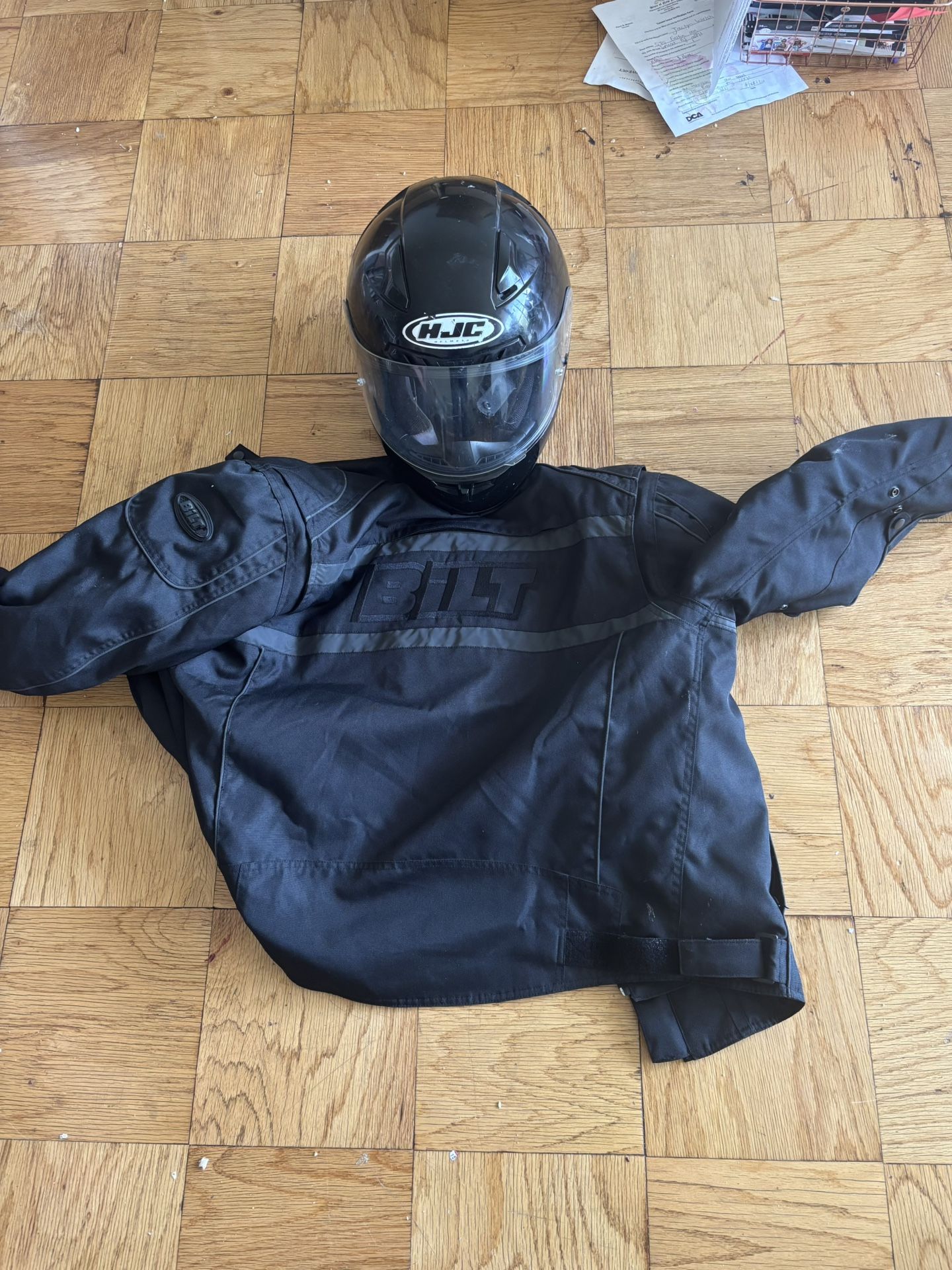 Motorcycle Jacket W Armor And Helmet
