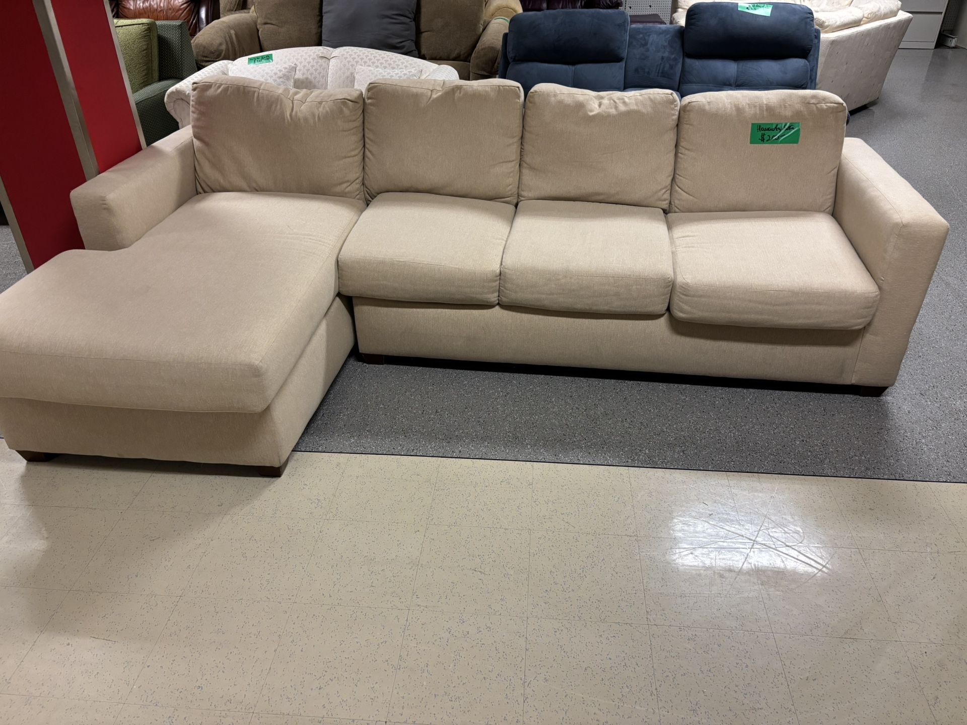 Beige Sectional Sofa With Chaise – Spacious & Comfortable