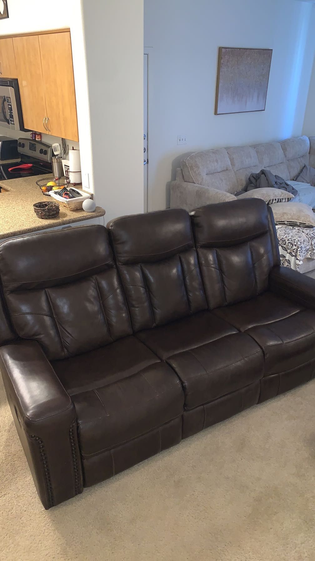 NEED GONE ASAP BROWN LEATHER COUCH 