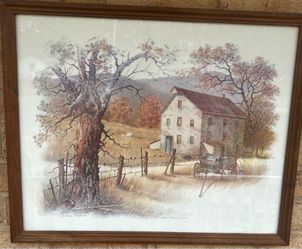 John E Bradley farmhouse wagon rustic picture wall art.