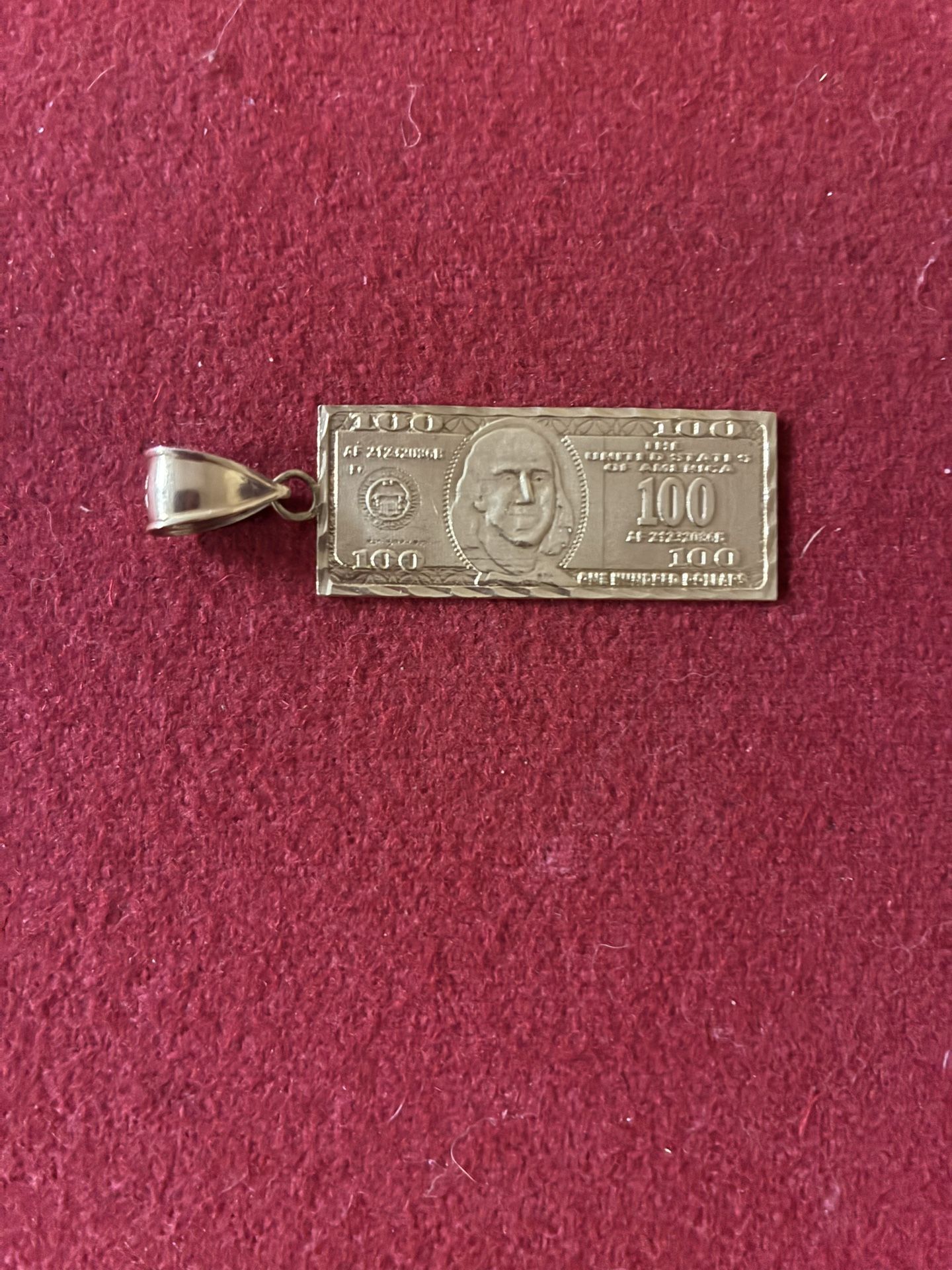 10k Gold $100 Bill Pendant
