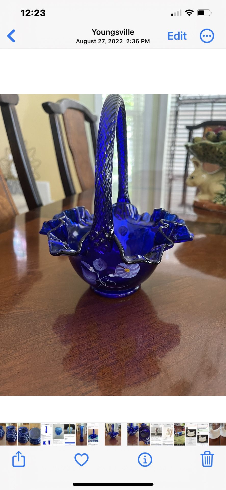 Vintage Fenton Cobalt Basket Signed