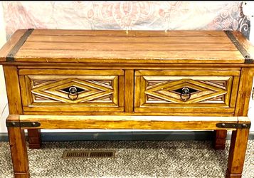 Antique Carved Wooden Trunk
