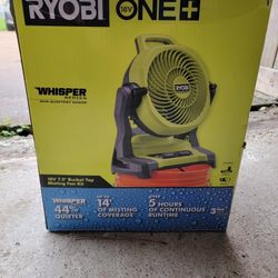 Ryobi ONE+ 18V Whisper 7.5" Bucket-Top Misting Fan – w/ Battery & Charger