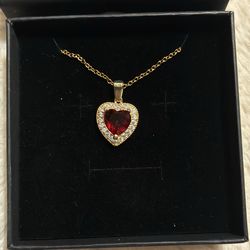 Moissanite necklace Ruby stone
