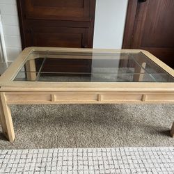 Glass Top Wood Coffee Table