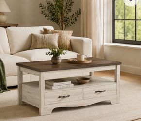 Two-Tone Farmhouse Coffee Table with Drawers