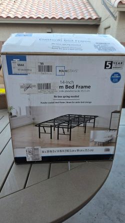 NEW Mainstays Twin 14-Inch Metal Platform Bed Frame - Black Steel