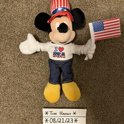 Mickey Mouse I Love USA Vintage Plush Disney Store