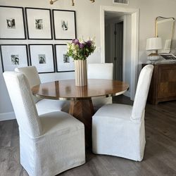 4 Custom Boucle Slip Covered Dining Chairs  