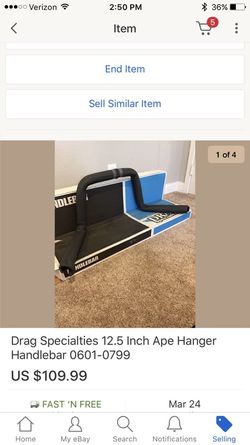 Drag specialties 12.5 inch Ape Hanger Handlebar 0601-0799