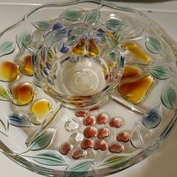 Vintage Mikasa Garden Harvest Glass Chip And Dip Plate. No Chips Or Cracks.