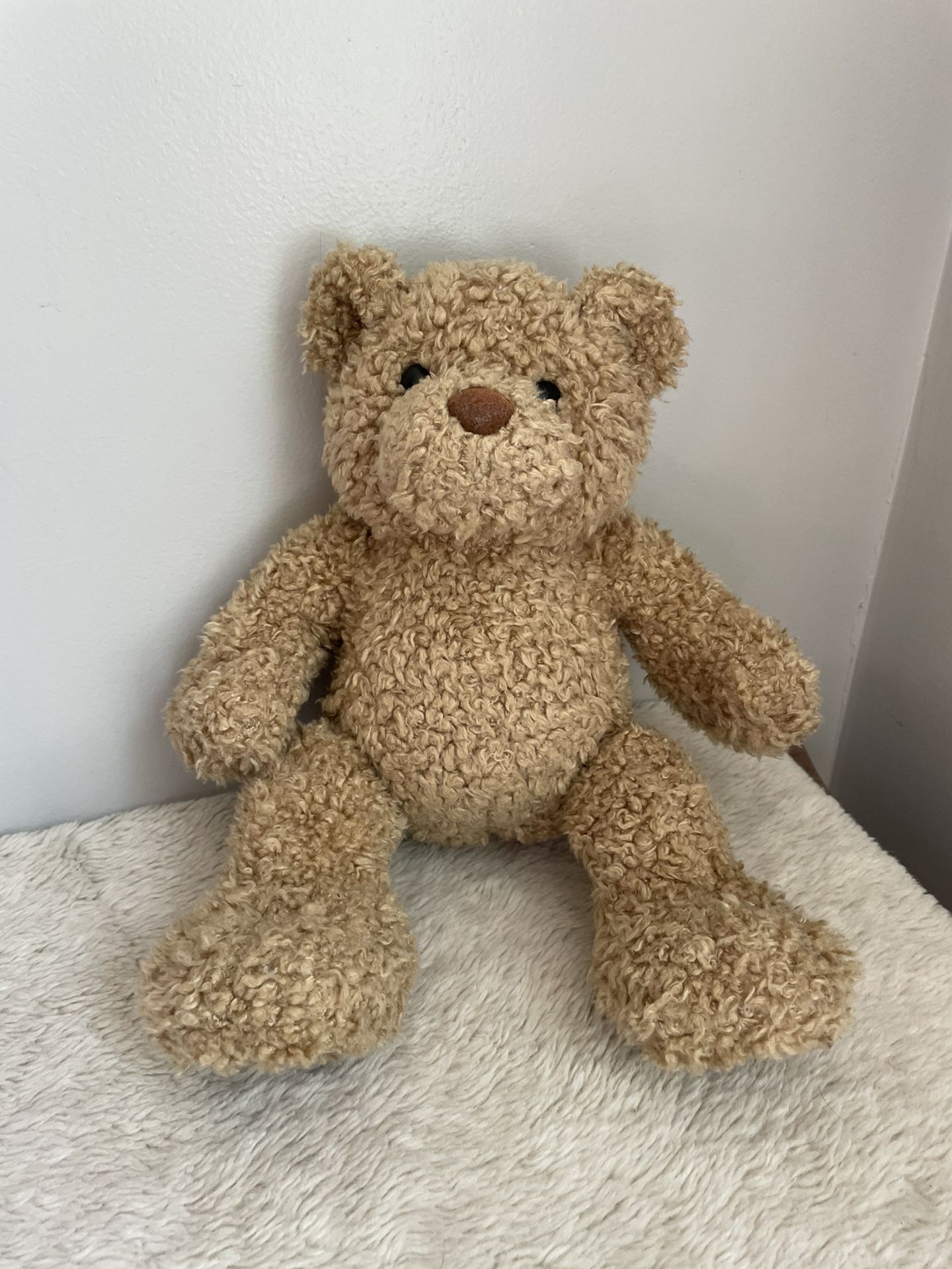 Vintage Build A Bear Curly Teddy Bear Leather Paws Vintage