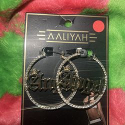 Gold Hoop Earrings By Aaliyah That Say Angel