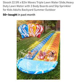 SLOOSH new triple lawn waterslide W boards, 22.5’
