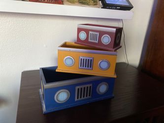 Unique wooden shelf set of 3. Car theme