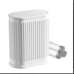 White Small Trash Can with Liner Rolls