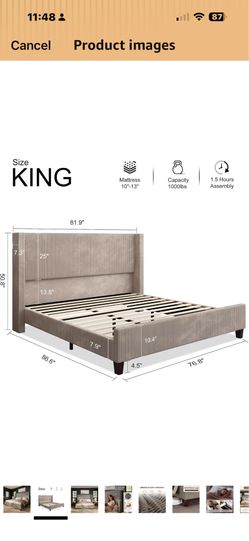 King Bed Frame. Never Opened. Not Used.