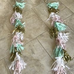 Two Balloon Tissue Tassel Tails - 4 Ft Long Each 