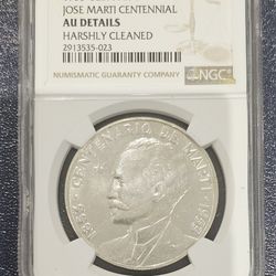 1 Peso 1953 Silver Cuba Jose Marti