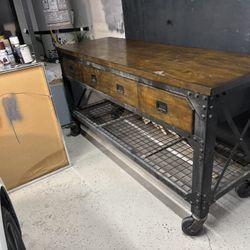 Restoration Hardware Solid Table Oh Wheels 