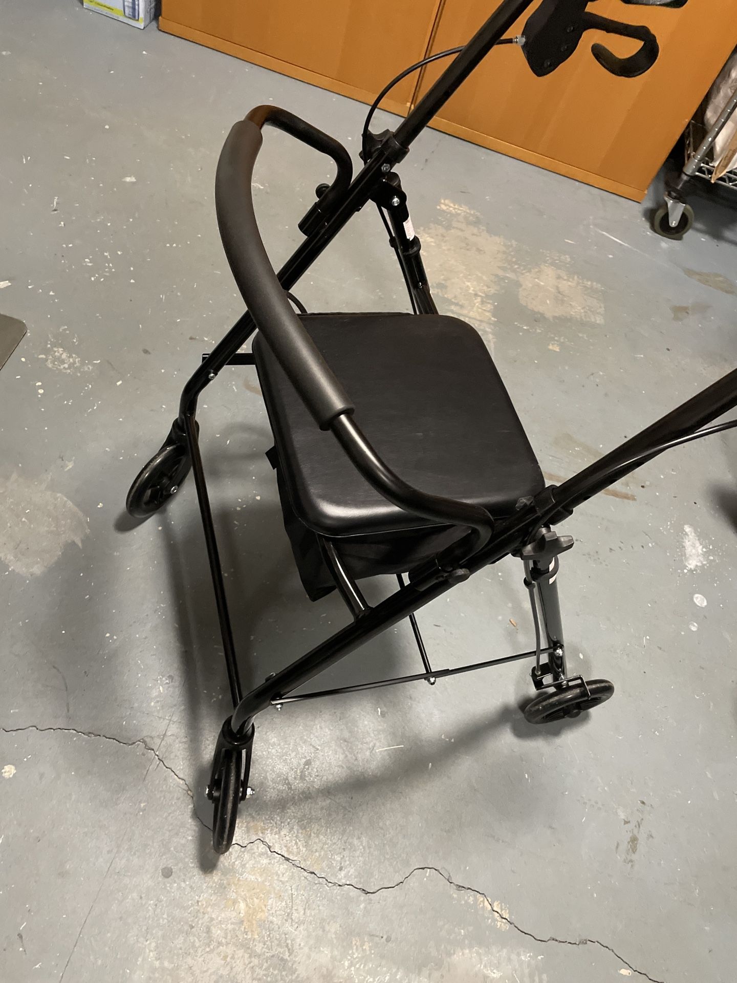 Medline Aluminum Rollator Walker with Seat, Folding Mobility Rolling Walker 6 inch Wheels