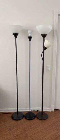 Set of 3 Black Ikea Torchiere Floor Lamps
