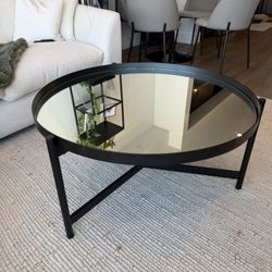 Mirror Top Matte Black Coffee Table