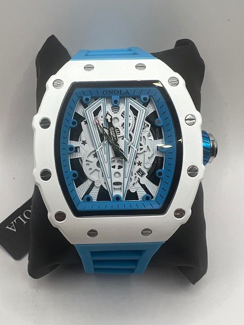 Men’s Watch For Sale - White Face & Blue Silicon Band