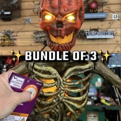 Set of 3 - Pumpkin Inferno Skeleton
