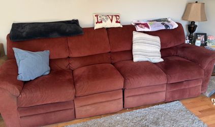 Sofa and matching recliner chair.