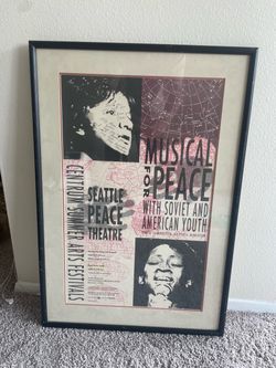 Vintage Soviet and American youth musical for peace poster Cold War Seattle peace theatre