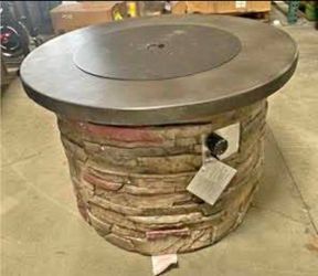 New Assembled Outdoor Concrete Propane Fire Pit Table w Imitation Stone