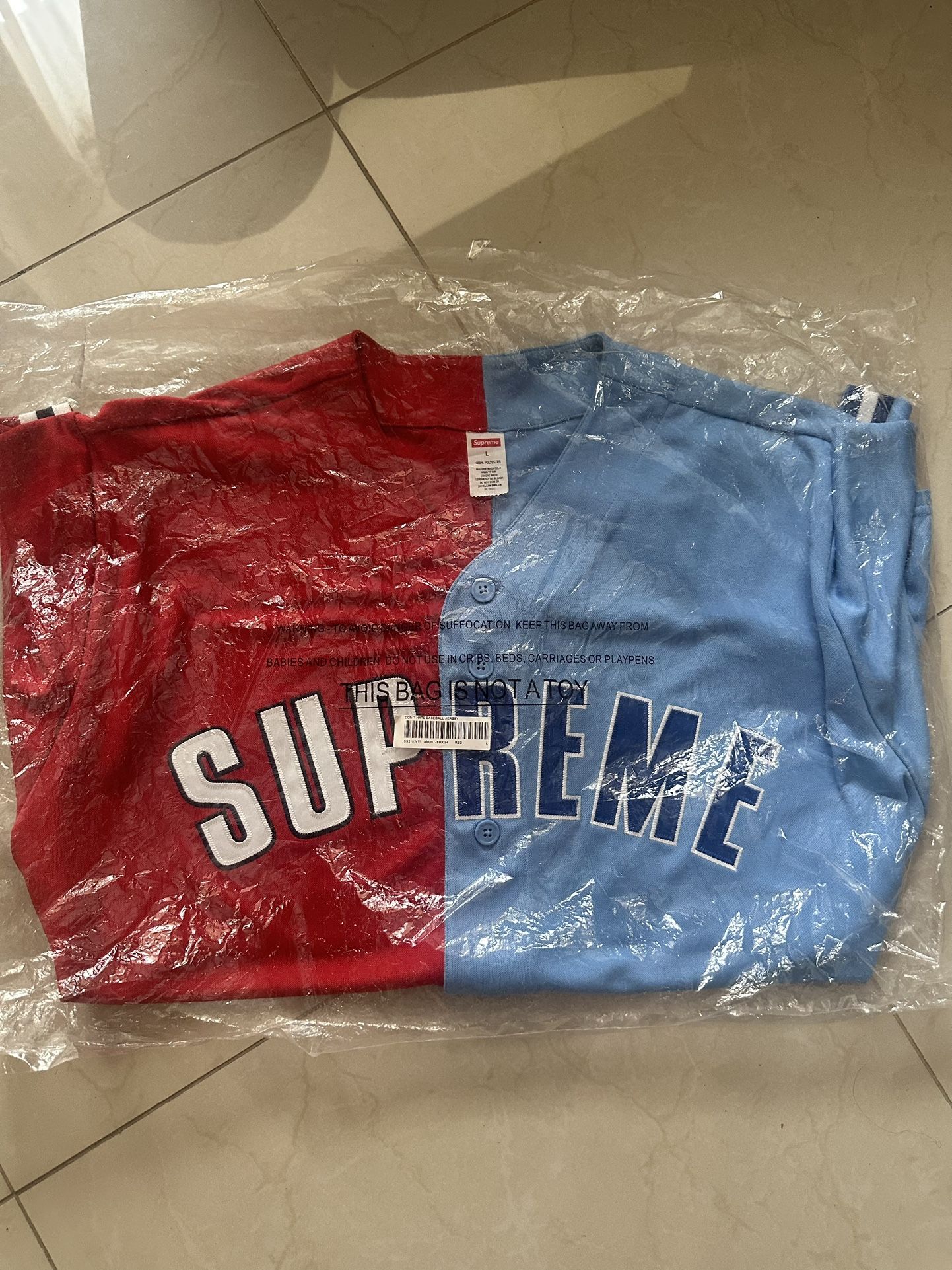 Supreme ,Baseball Jersey , Red/Blue , Large 