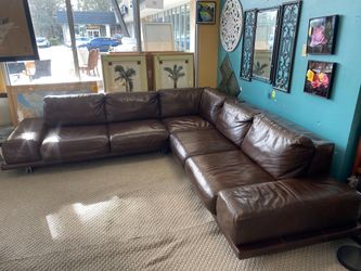 Chocolate Wide Track Arm Corner Sectional w/ Chrome Legs